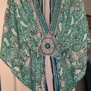 NEVER WORN !!!Green blue white cover up or dress